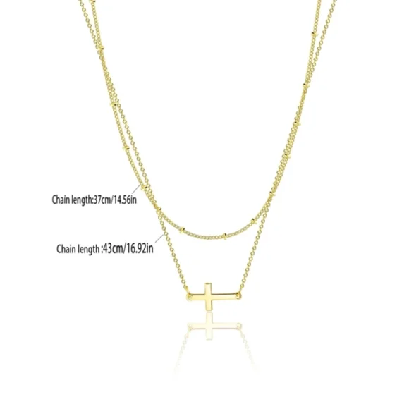 Anthropologie Sarah Dainty Cross Layered Minimalist Chain Necklace - Picture 3 of 4